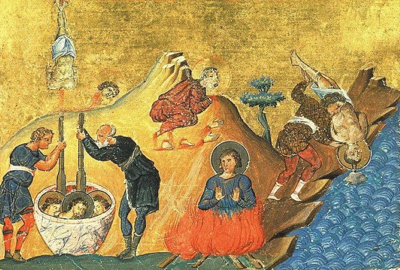 Sfântul Mucenic Victorin și cei împreună cu dânsul - miniatură din Menologhionul lui Vasile al II-lea Macedoneanul - foto preluat de pe doxologia.ro